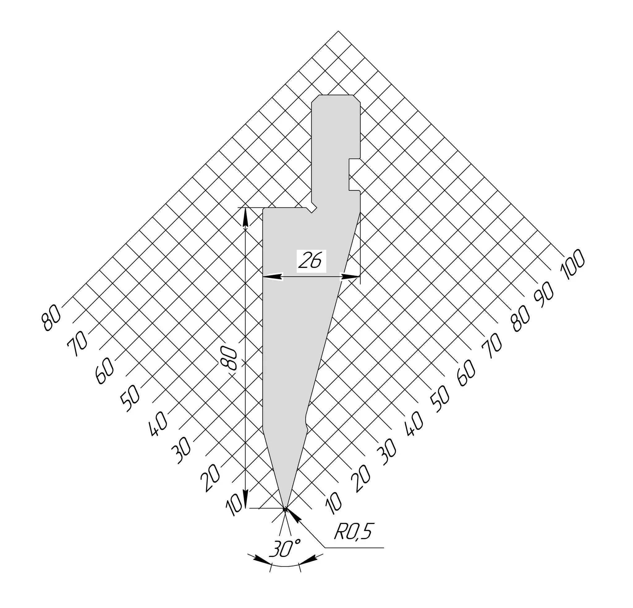 Пуансон AP 1056 30° H80 R0,5