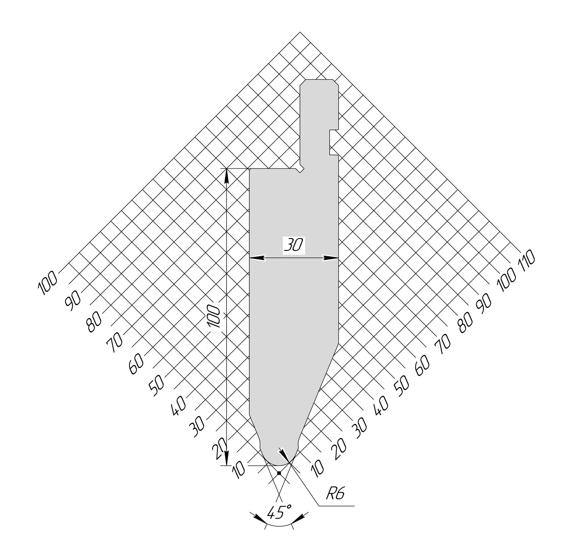 Пуансон AP 1053 45° H100 R6