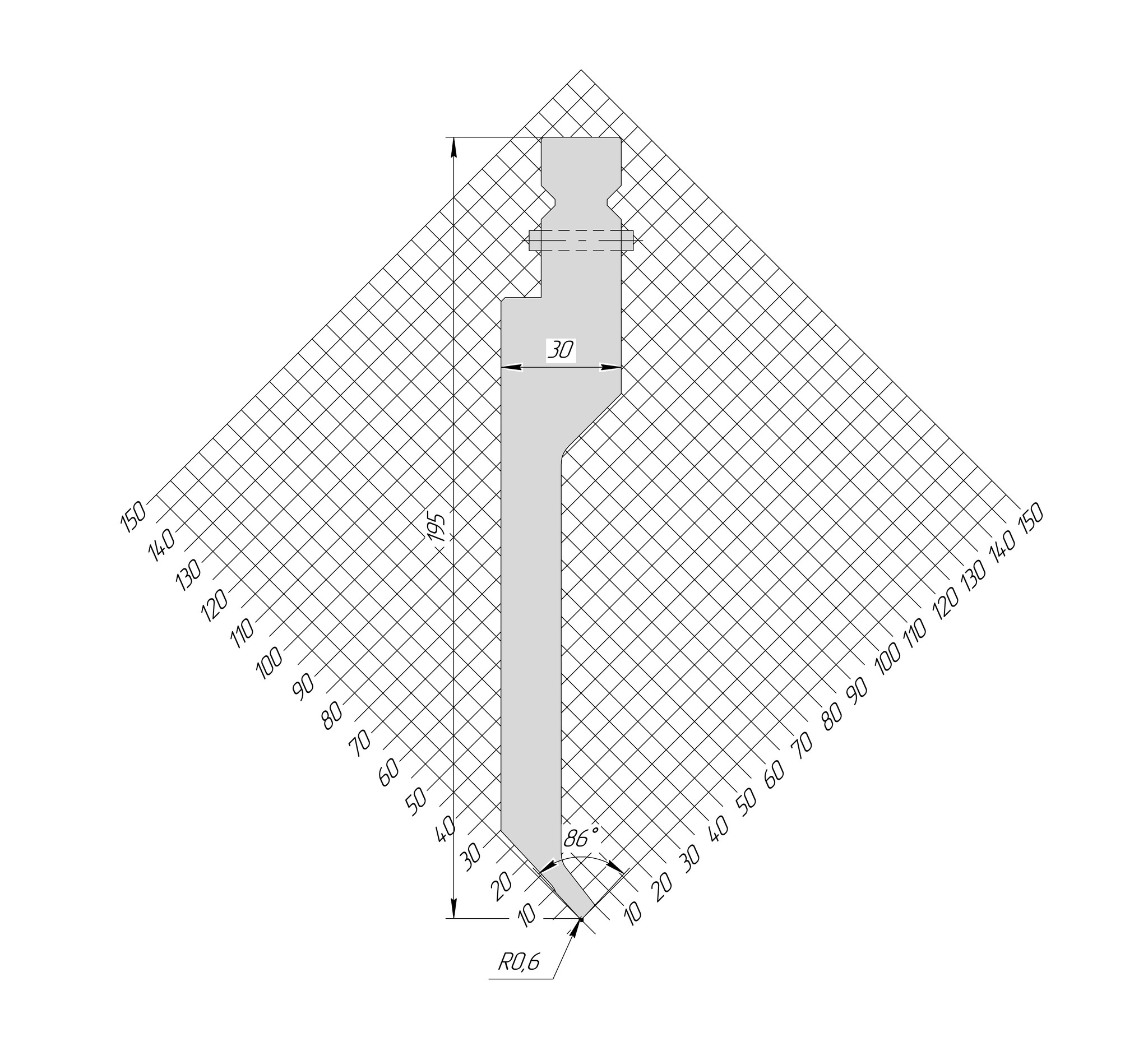 Пуансон TP 1234 86° H195 R0,6