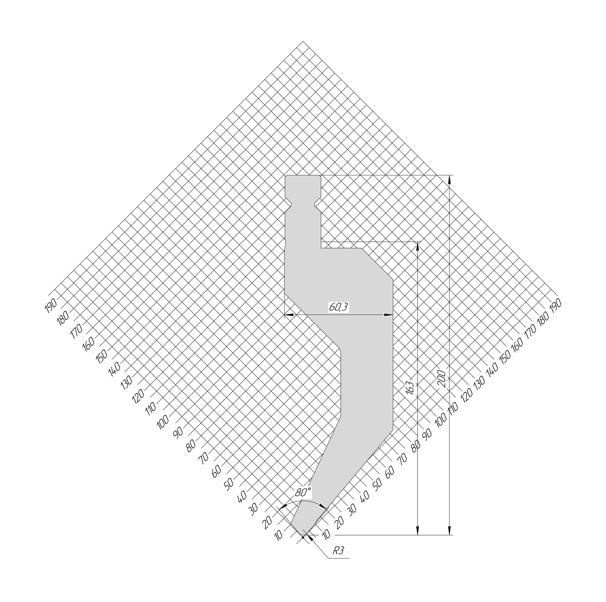 Пуансон WP 1332 80° H200 R3