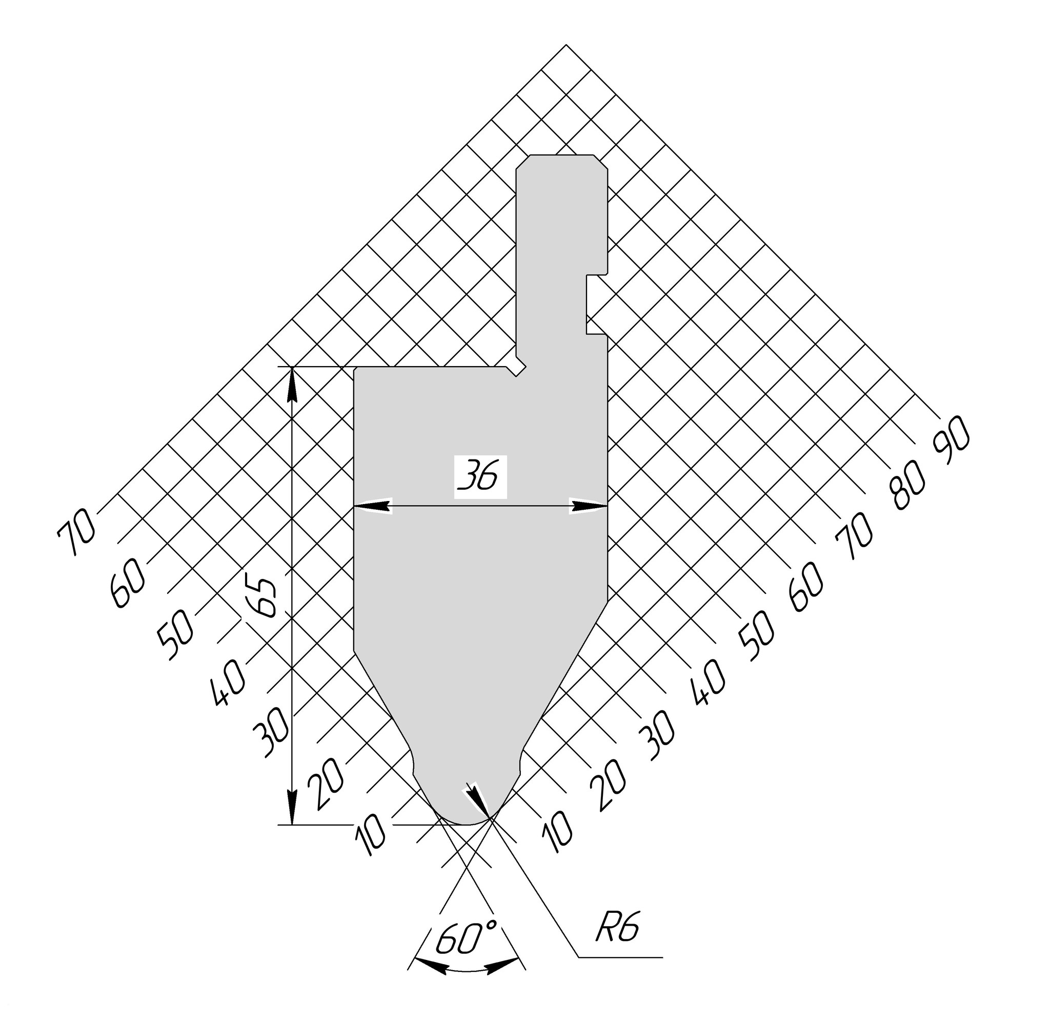Пуансон AP 1032 60° H65 R6