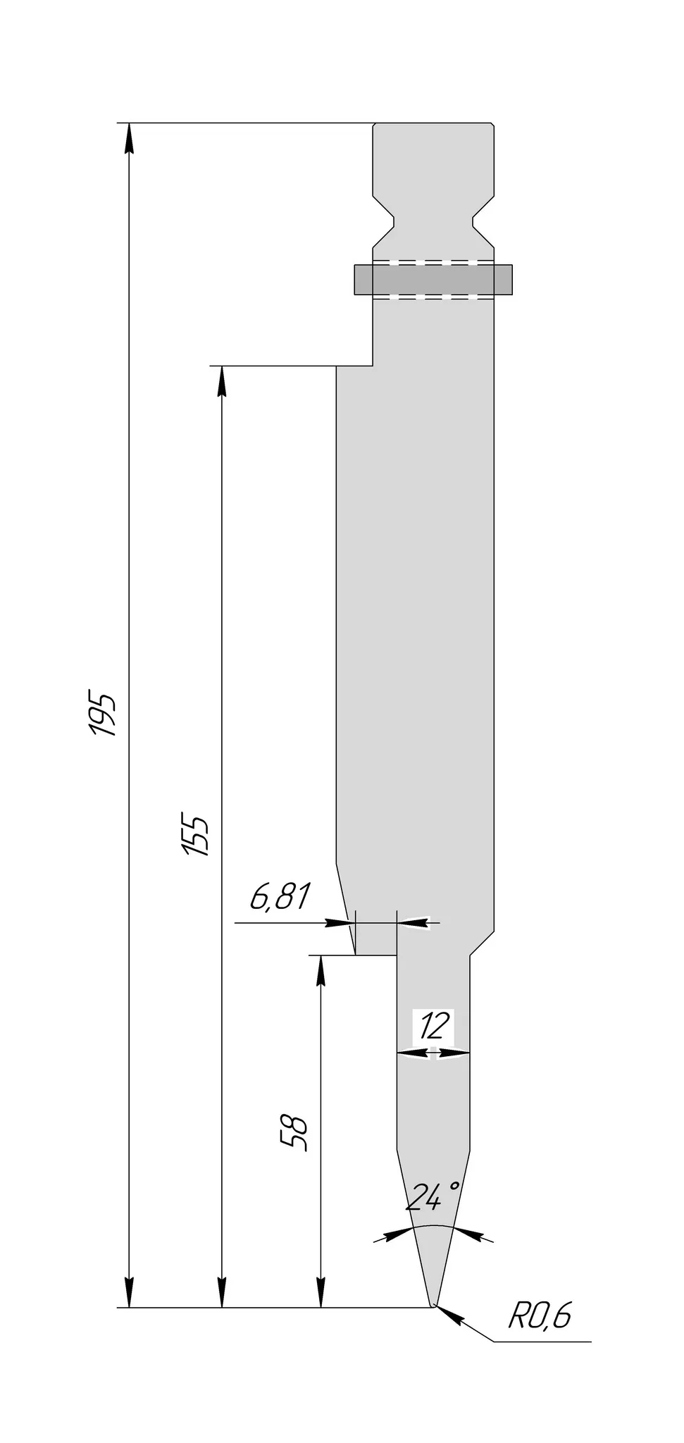 Пуансон для плющения HTP 1251 28° H195 R0,6